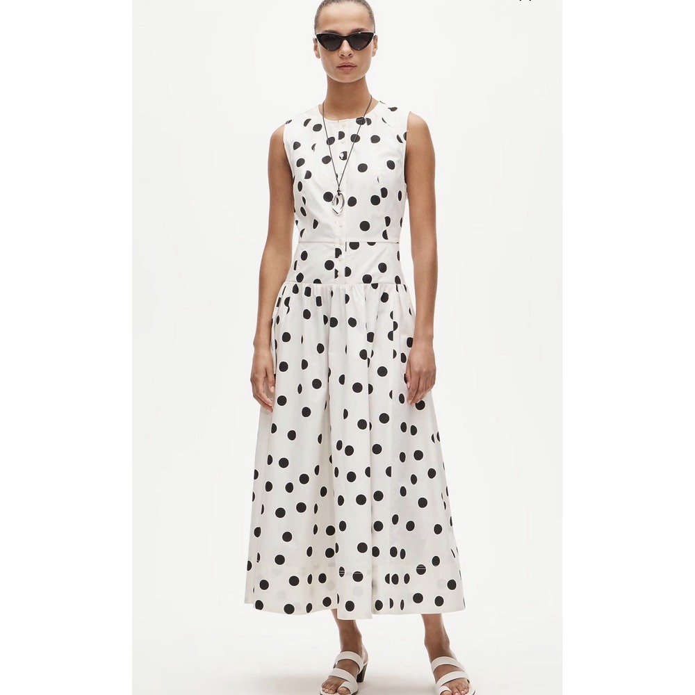 J. CREW SIZE 0 Button-front dress in dot-print cotton poplin CU797